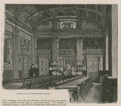 Die Stadtgilden: Die Fishmongers Company: Innenraum der Fishmongers Hall von English School