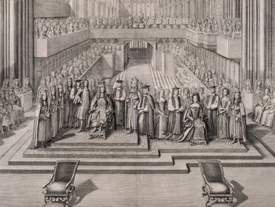 Die Krönung von König James II (1633-1701) und seiner zweiten Frau Maria von Modena (1658-1718), 1685 von English School