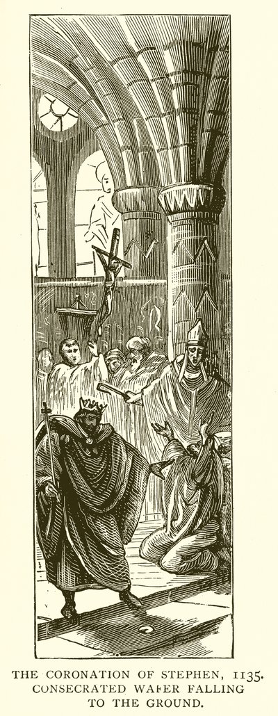Die Krönung von Stephan, 1135. Geweihte Hostie fällt zu Boden von English School
