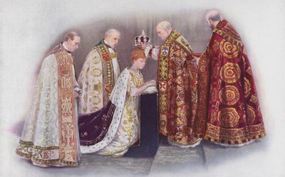 Die Krönung der Königin durch den Erzbischof von Canterbury von English School