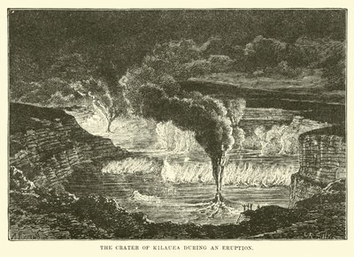 Der Krater von Kilauea während eines Ausbruchs von English School