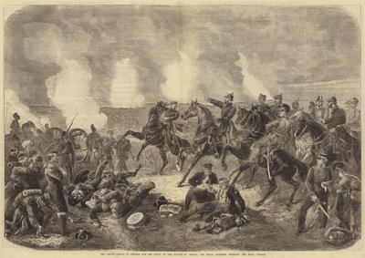 Der Kronprinz von Preußen und sein Stab in der Schlacht von Wörth, Seine Königliche Hoheit befiehlt den letzten Angriff (Stich) von English School