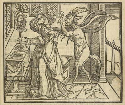 Der Teufel verführt eine Frau zum Stolz, aus 