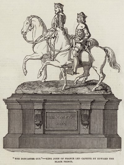 "Der Doncaster-Pokal", König Johann von Frankreich von Edward dem Schwarzen Prinzen gefangen geführt (Stich) von English School
