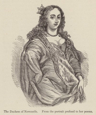 Die Herzogin von Newcastle, vom Porträt vor ihren Gedichten von English School