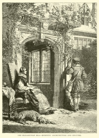 Die elisabethanische Ära, häusliche Architektur und Kostüme von English School