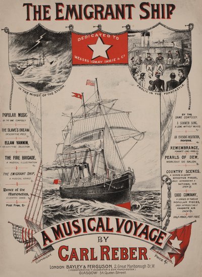 Das Auswandererschiff, viktorianisches Notenblatt von English School