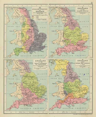 Die englische Eroberung Britanniens. England im achten Jahrhundert. England beim Vertrag von Wedmore oder Chippenham von English School