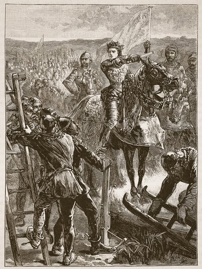 Die Engländer vor Harfleur, Illustration aus Cassells Illustrierter Geschichte Englands von English School