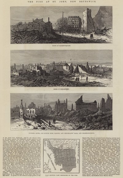 Das Feuer in St. John, New Brunswick (Stich) von English School