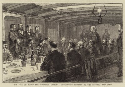 Das Feuer an Bord der "Windsor Castle", Verteilung von Belohnungen an die Offiziere und Besatzung von English School