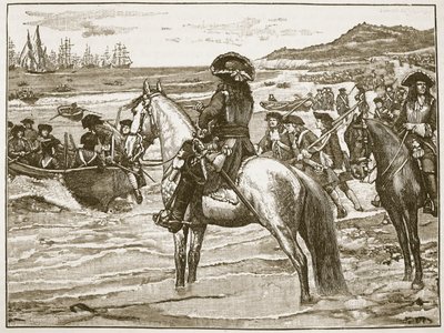 Die Franzosen ziehen sich aus Torbay zurück, Illustration aus Cassells Illustrierter Geschichte Englands von English School