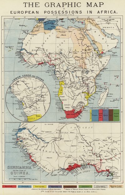 Die Graphic-Karte der europäischen Besitzungen in Afrika von English School