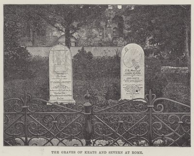 Die Gräber von Keats und Severn in Rom (Gravur) von English School