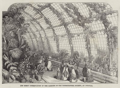 Das große Konservatorium in den Gärten der Horticultural Society in Chiswick von English School