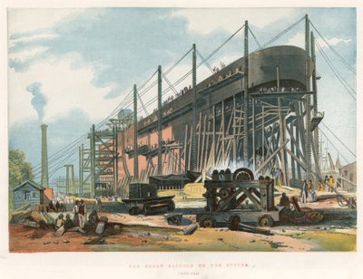 Die Great Eastern auf den Stocks, Heckansicht von English School