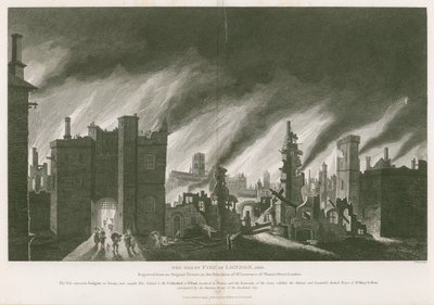 Der Große Brand von London, 1666 von English School