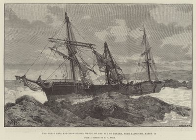 Der große Sturm und Schneesturm, Wrack der Bucht von Panama, nahe Falmouth von English School
