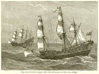 Die Great Harry (1513) und die Sovereign of the Seas (1637) von English School