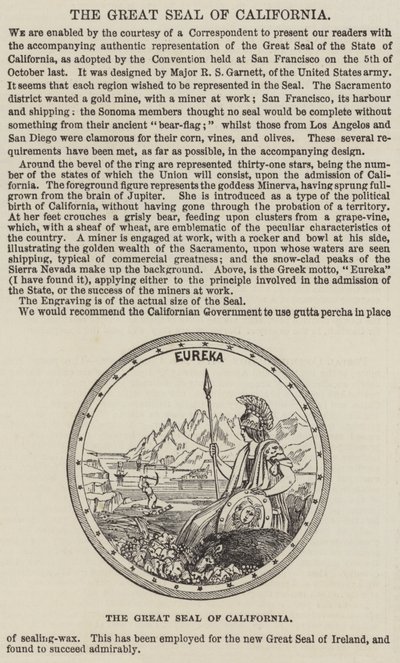 Das große Siegel von Kalifornien (Stich) von English School