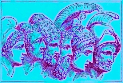 Die Helden des Trojanischen Krieges: Paris, Diomedes, Odysseus, Nestor, Achilles, Agamemnon, Illustration aus Die illustrierte Geschichte der Welt, veröffentlicht um 1880 von English School