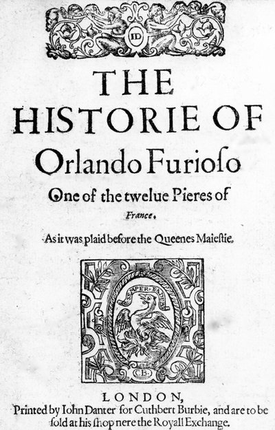 Die Historie von Orlando Furioso von Ludovico Ariosto, 1594 von English School