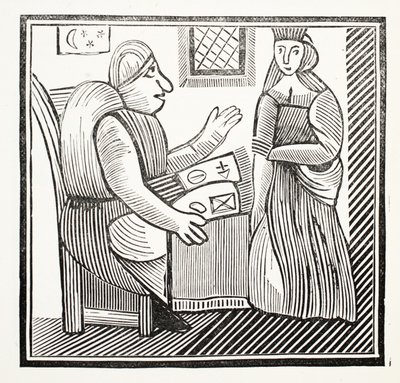Die Geschichte von Mutter Bunch aus dem Westen, Illustration aus Chap-books of the Eighteenth Century von John Ashton, veröffentlicht 1882 von English School