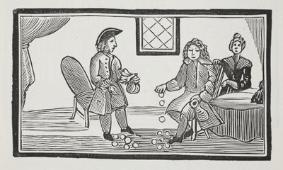 Die Geschichte des blinden Bettlers von Bethnal Green, Illustration aus Chap-books des achtzehnten Jahrhunderts von John Ashton, veröffentlicht 1882 von English School