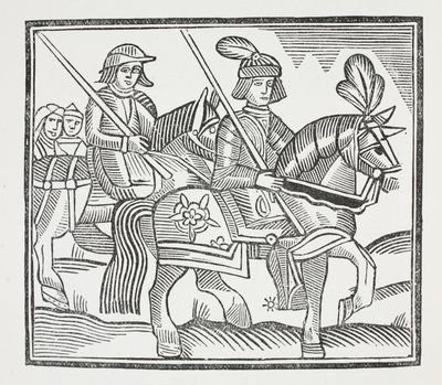 Die Geschichte des Lebens und Todes des edlen Ritters Sir Bevis von Southampton, Illustration aus Chap-books des achtzehnten Jahrhunderts von John Ashton, veröffentlicht 1882 von English School