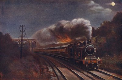 Der Hook of Holland Express bei Nacht, Liverpool Street Station nach Parkeston Quay (Harwich), Great Eastern Railway von English School