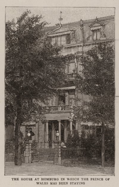 Das Haus in Homburg, in dem der Prinz von Wales gewohnt hat (Gravur) von English School