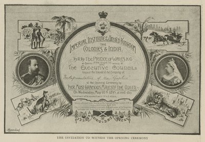 Das Imperial Institute: Die Einladung zur Eröffnungszeremonie von English School