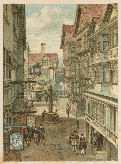Die Internationale Gesundheitsausstellung in South Kensington, 1884: die alte Londoner Straße von English School