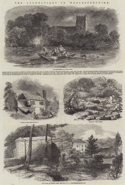 Die Überschwemmungen in Worcestershire (Gravur) von English School