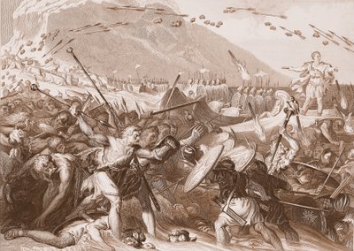 Die Landung von Julius Caesar in England im Jahr 55 v. Chr. von English School