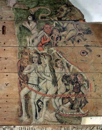 Die letzte Posaune, aus dem Wenhaston Doom, ca. 1500-20 von English School
