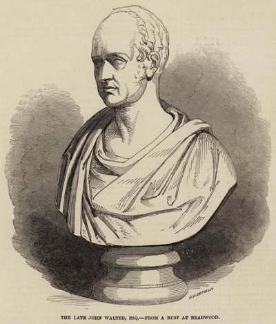 Der verstorbene John Walter, Esquire, von einer Büste in Bearwood (Stich) von English School