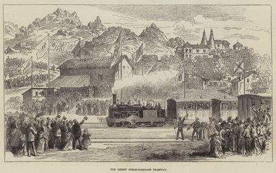 Die Dampfkutschenbahn von Lissabon (Stich) von English School