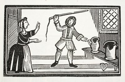 Die verrückten Streiche von Tom Tram, Illustration aus Chap-books des achtzehnten Jahrhunderts von John Ashton, veröffentlicht 1882 von English School
