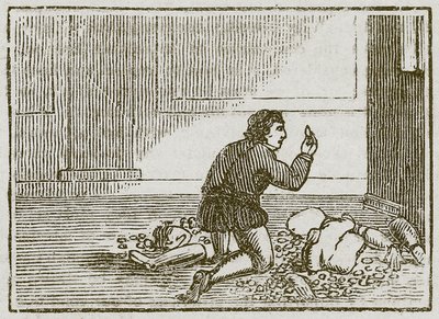 Der Mann und sein hölzerner Gott (Gravur) von English School