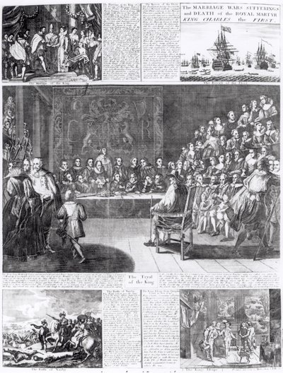 Die Ehe, Kriege, Leiden und der Tod des königlichen Märtyrers, König Karl I., gedruckt von Henry Overton und J. Hoole von English School