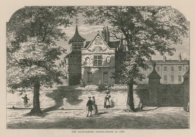 Das Marylebone Schulhaus im Jahr 1780 von English School