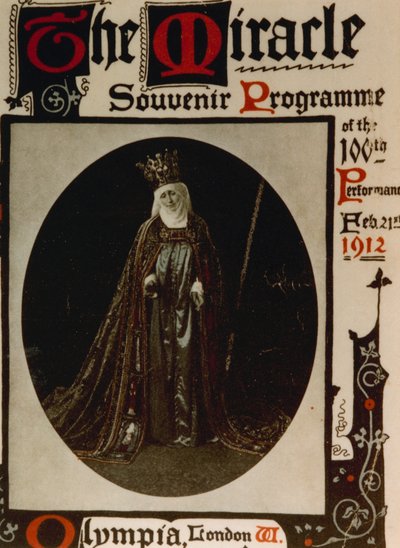 Das Wunder, produziert im Olympia von Max Reinhardt im Jahr 1912 mit einer Besetzung von 1500. Programm von English School