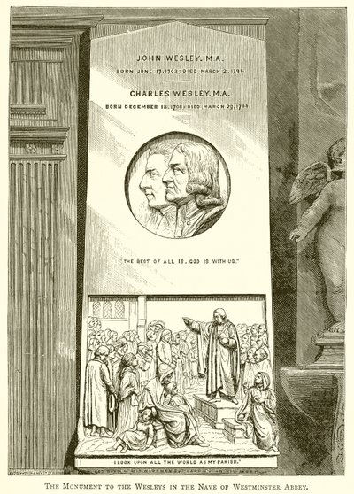 Das Denkmal der Wesleys im Kirchenschiff der Westminster Abbey von English School