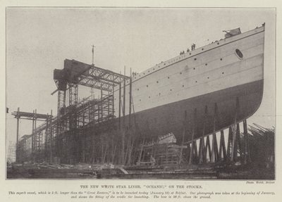 Der neue White Star Liner, "Oceanic," auf den Stocks von English School