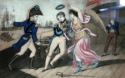 Der edle Admiral Lord Nelson, fallend in den Armen des Sieges, 11. März von English School