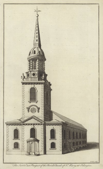Nordostansicht der Pfarrkirche St Mary at Islington von English School