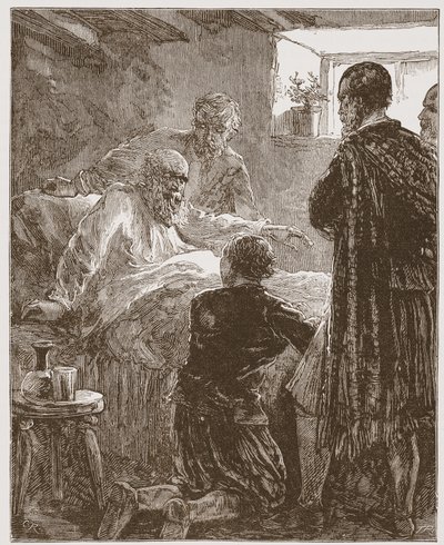 Die letzte Predigt des alten Bundesschließers, Illustration aus The History of Protestantism von James Aitken Wylie, veröffentlicht 1878 von English School