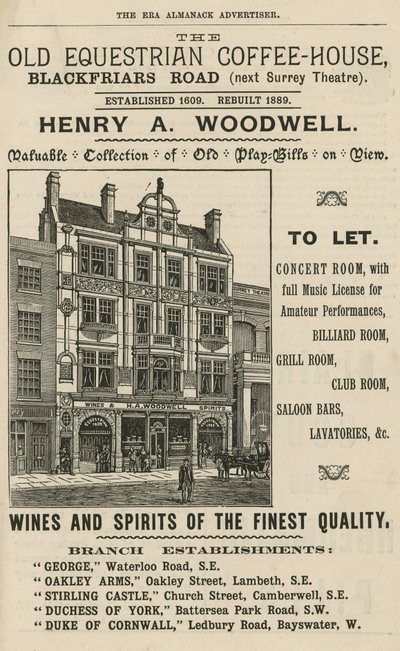 Das Alte Equestrian Kaffeehaus, Blackfriars Road, London von English School