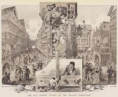 Die alte Londoner Straße auf der Gesundheitsausstellung (Farblithografie) von English School